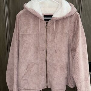 Fashion Nova Mauve Teddy Jacket with Hood